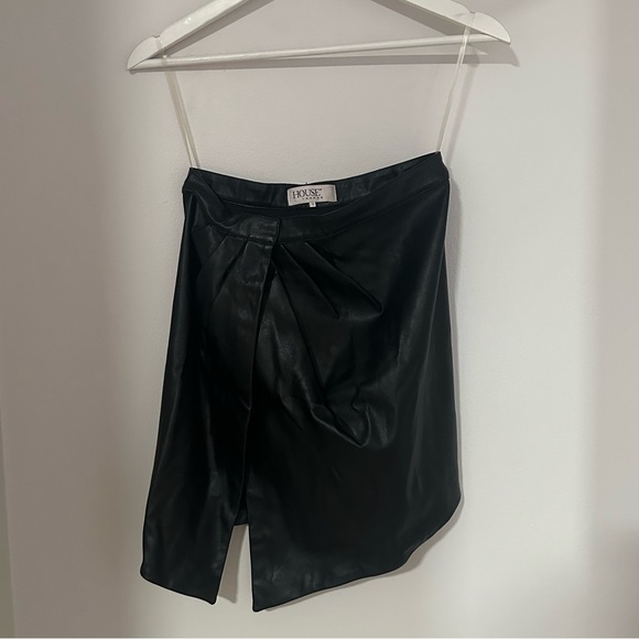 House of CB - ‘Miali’ Faux Leather Vegan Wrap Black Mini Skirt - Picture 2 of 3